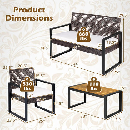 4-Piece Conversation Set With Acacia Coffee Table