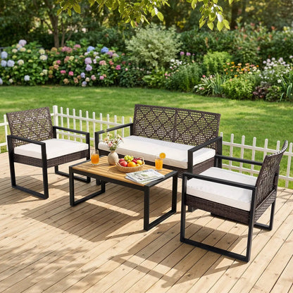 4-Piece Conversation Set With Acacia Coffee Table