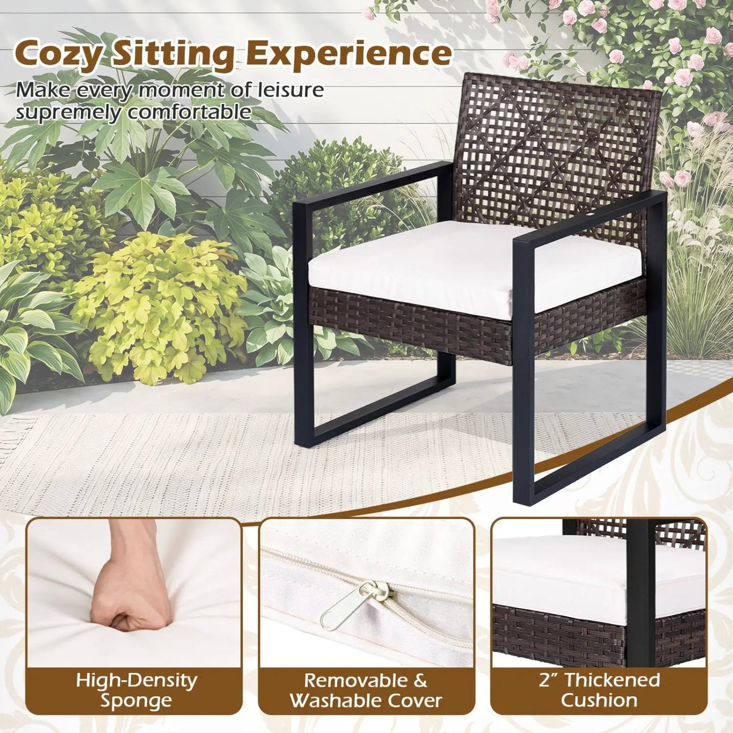4-Piece Conversation Set With Acacia Coffee Table