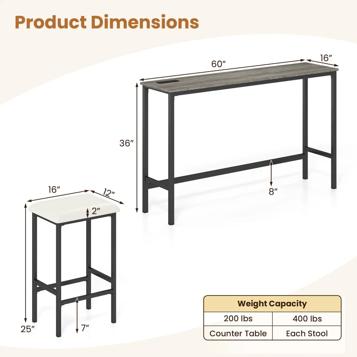 4 Piece Counter Height Bar Table with Stools
