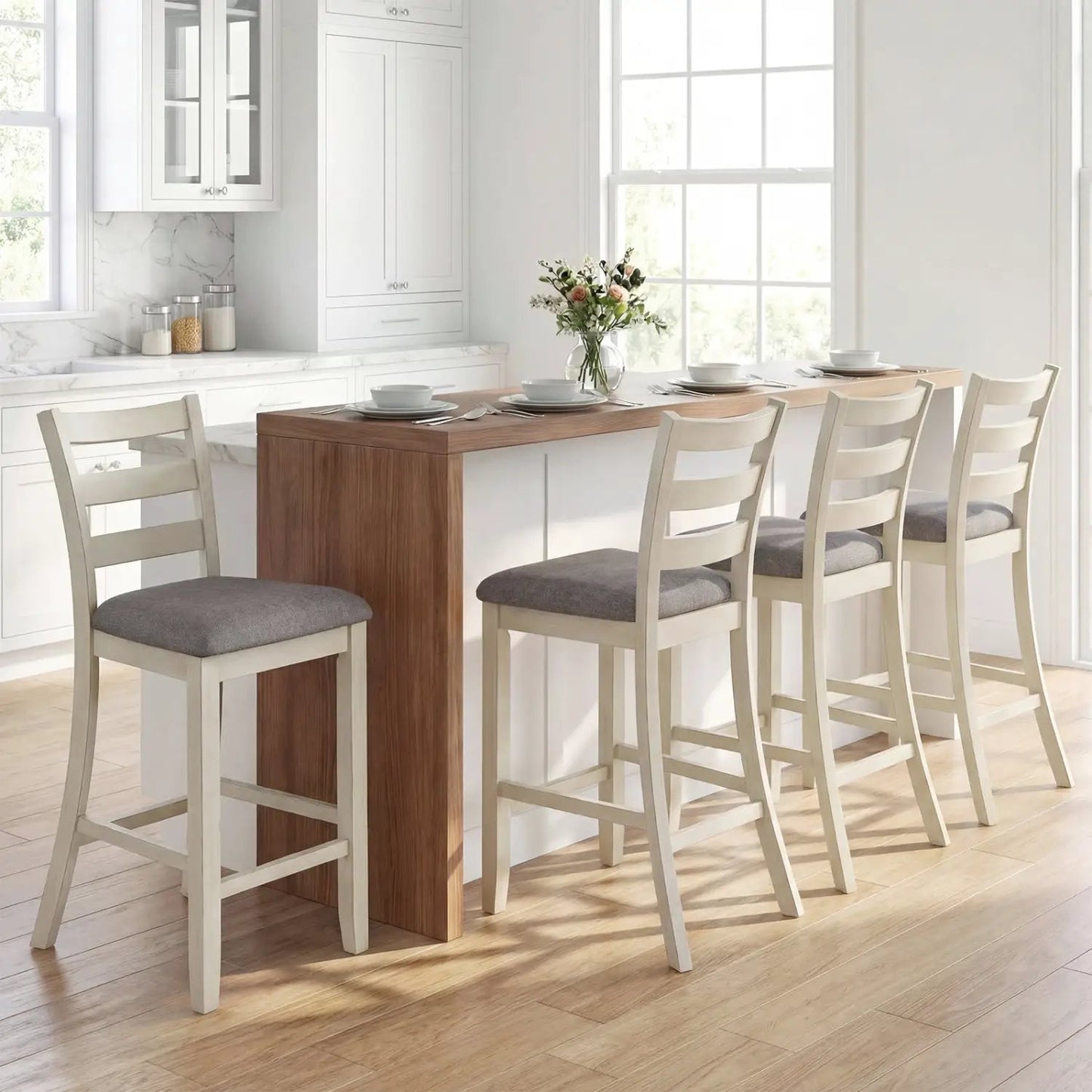 Counter Height Chairs with Rubberwood Legs