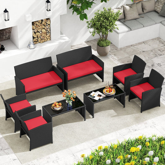 4 Pieces Patio Furniture Set with Tempered Glass Tabletop and Removable Cushion - Tampa Home & Garden Store
