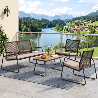 4-Piece Patio Furniture Set with Acacia Wood