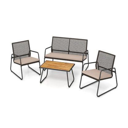 4-Piece Patio Furniture Set with Acacia Wood