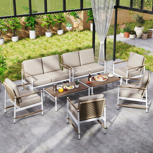 4 Pieces Patio Furniture Set with Thick Cushions and a Coffee Table-Gray - Tampa Home & Garden Store