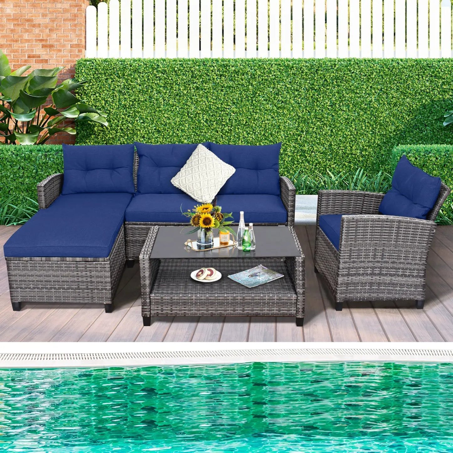 Outdoor Sectional Sofa Set with Coffee Table