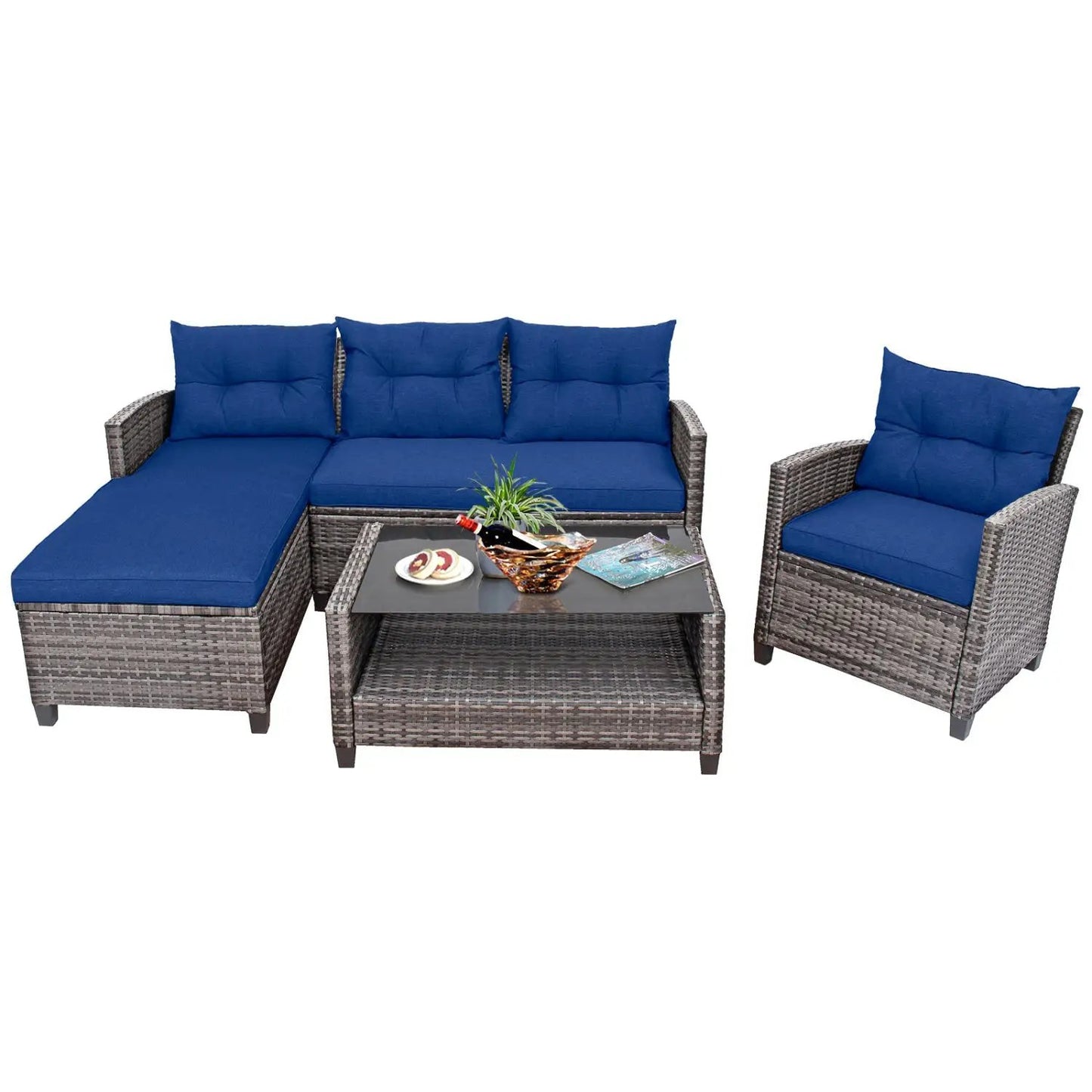 Outdoor Sectional Sofa Set with Coffee Table