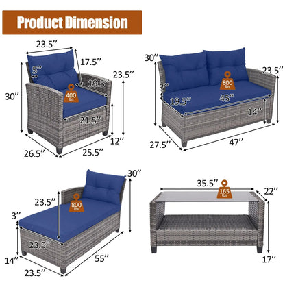 Outdoor Sectional Sofa Set with Coffee Table