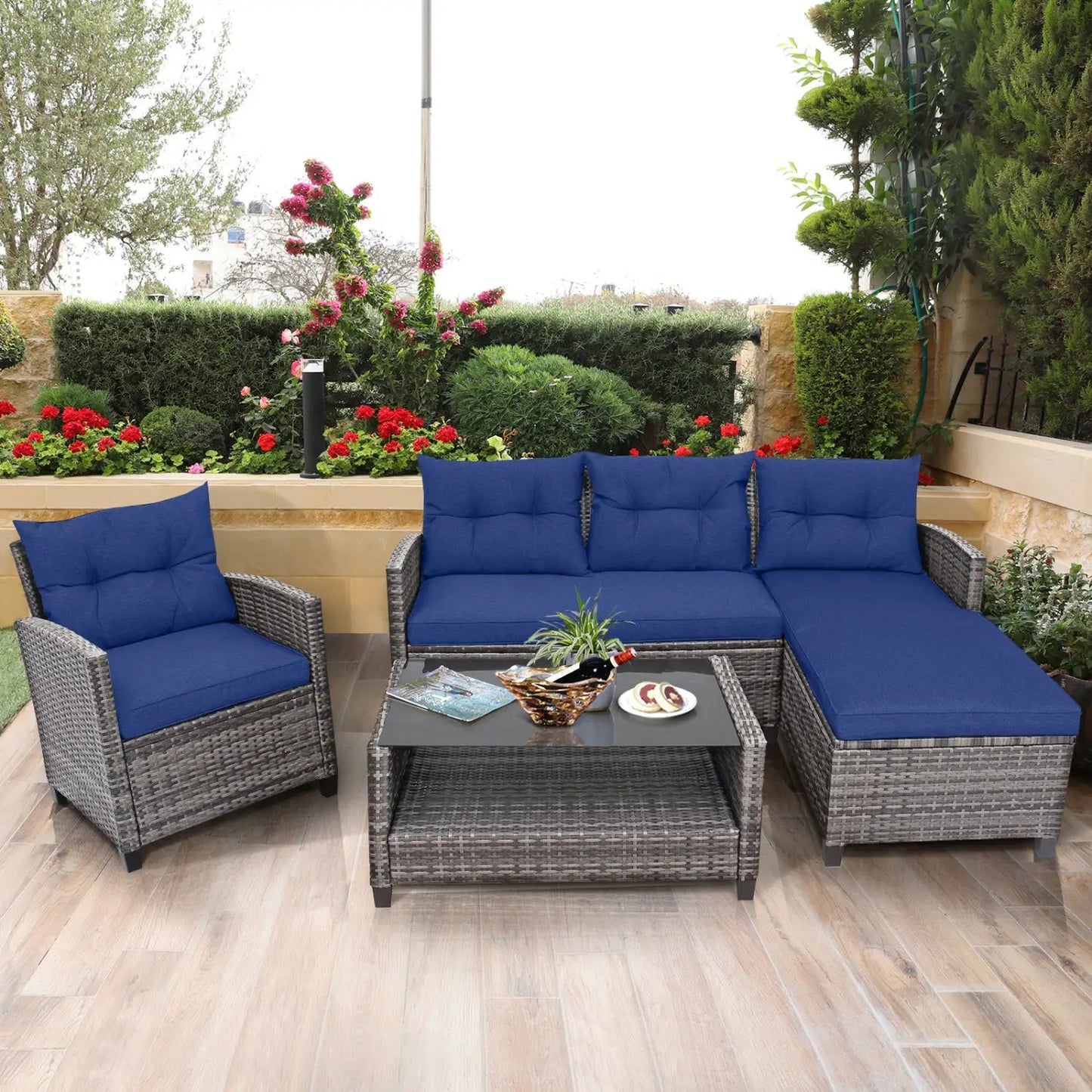 Outdoor Sectional Sofa Set with Coffee Table
