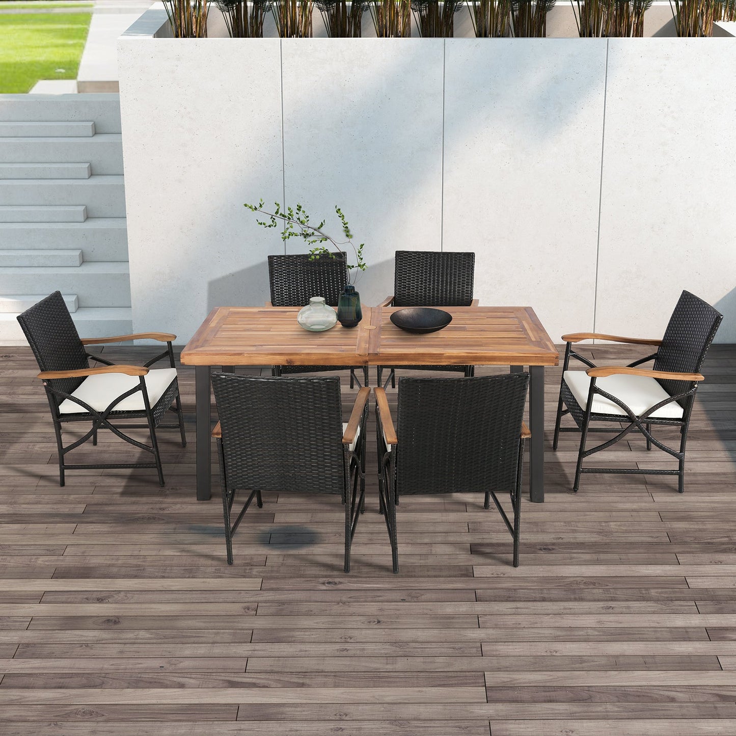 Set of 2/4 Patio Wicker Chairs with Soft Zippered Cushion