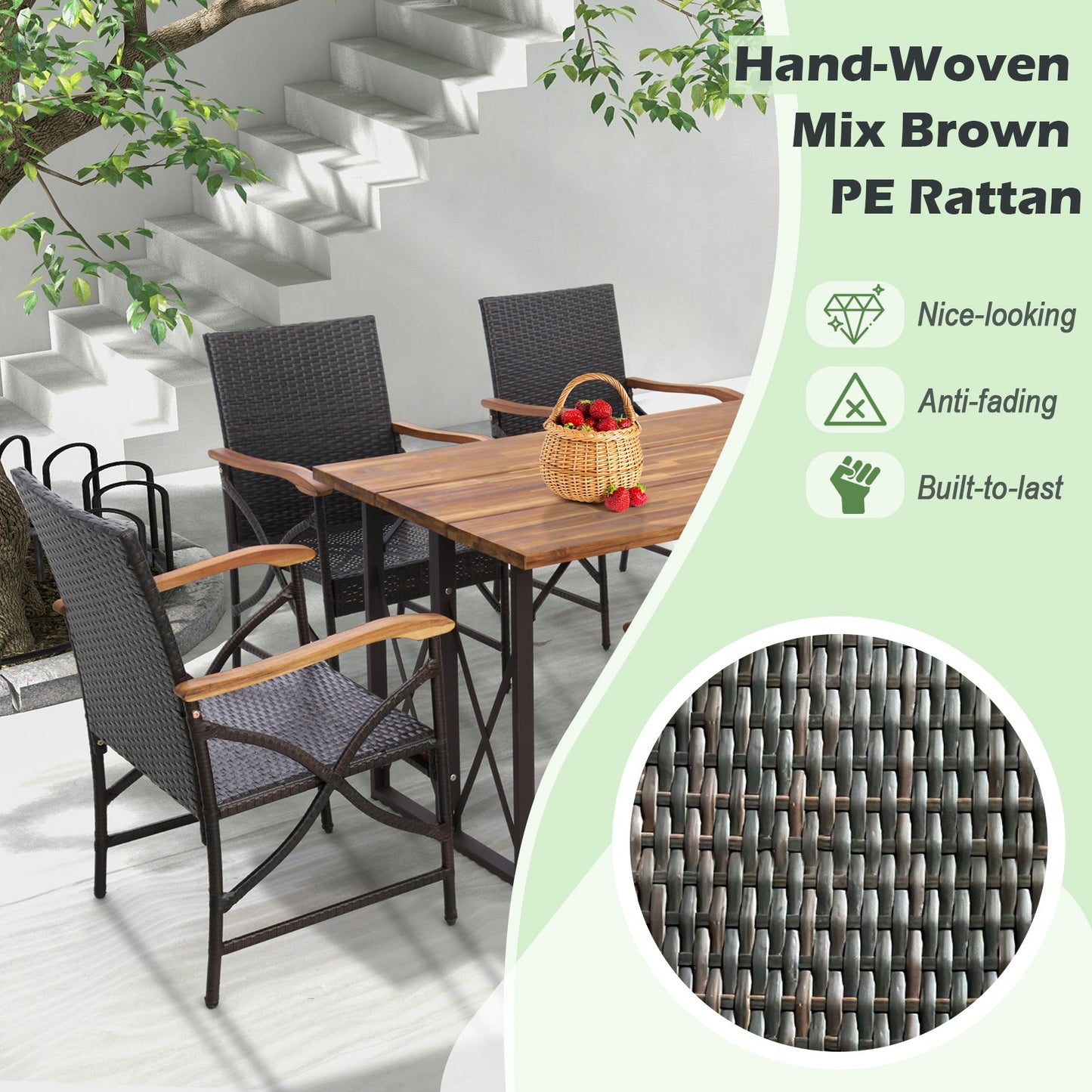 Set of 2/4 Patio Wicker Chairs with Soft Zippered Cushion