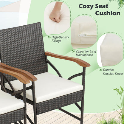 Set of 2/4 Patio Wicker Chairs with Soft Zippered Cushion
