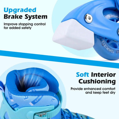 4 Size Adjustable Light Up Inline Skates for Kids