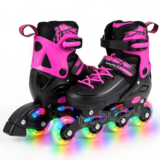 4 Size Adjustable Light Up Inline Skates for Kids