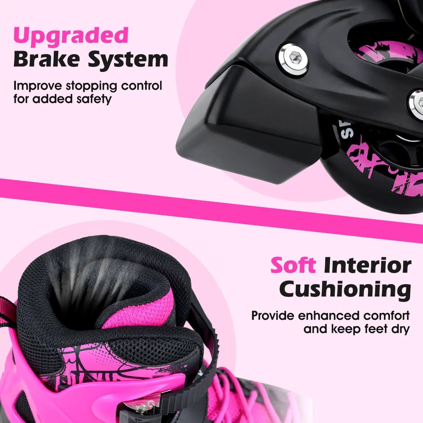 4 Size Adjustable Light Up Inline Skates for Kids