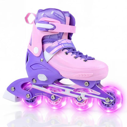 4 Size Adjustable Light Up Inline Skates for Kids