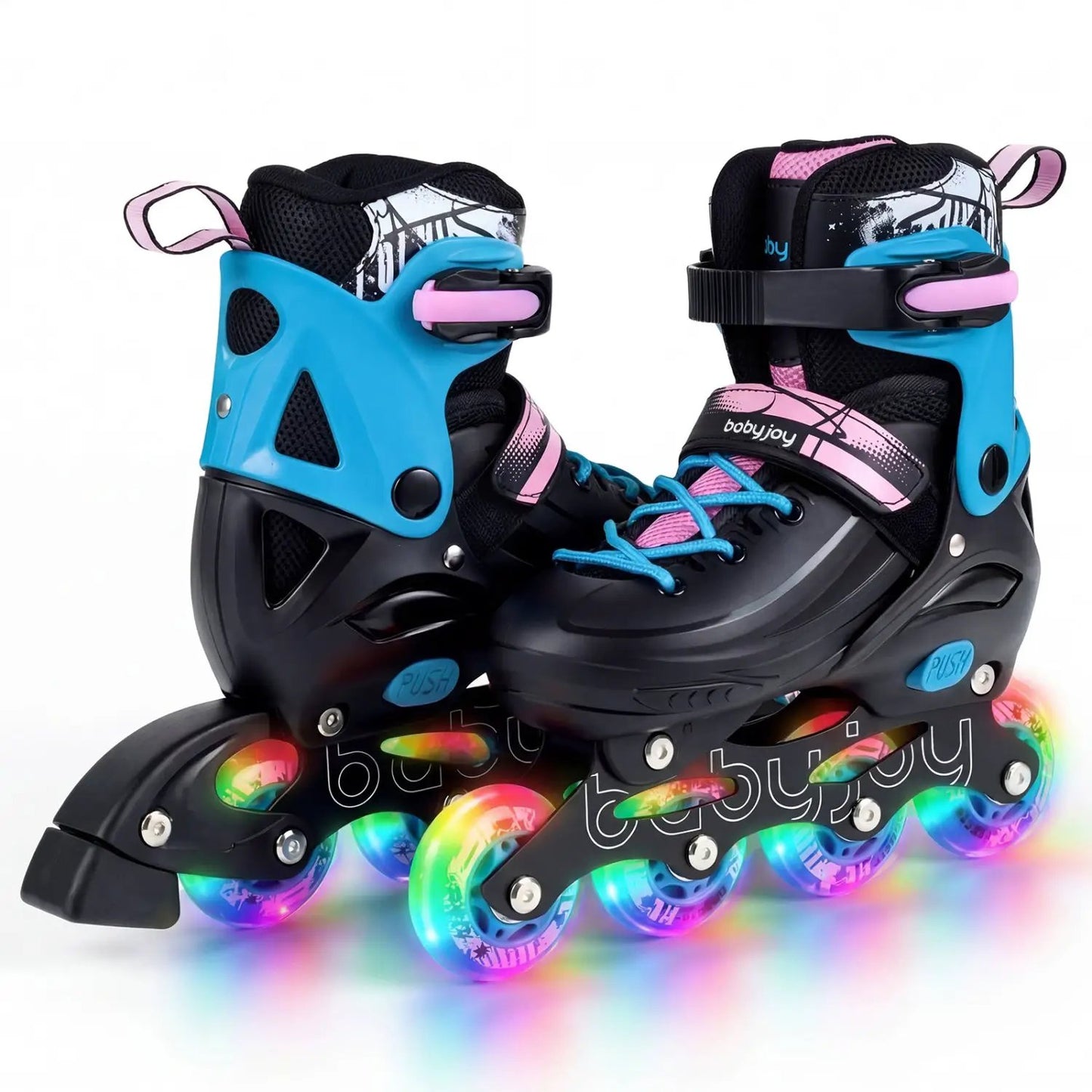 4 Size Adjustable Light Up Inline Skates for Kids