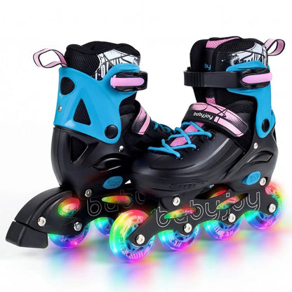4 Size Adjustable Light Up Inline Skates for Kids