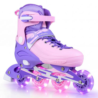 4 Size Adjustable Light Up Inline Skates for Kids