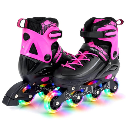 4 Size Adjustable Light Up Inline Skates for Kids