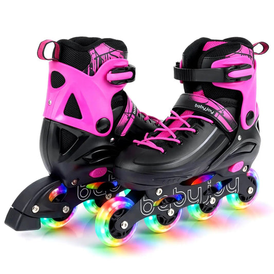 4 Size Adjustable Light Up Inline Skates for Kids