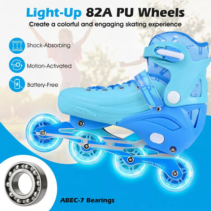 Four Size Adjustable Inline Skates Ages 9 to 14
