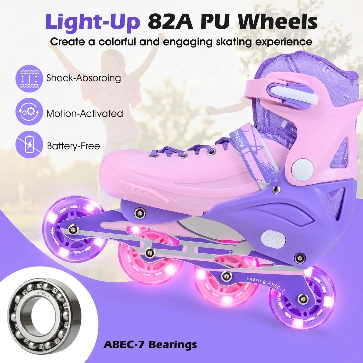Four Size Adjustable Inline Skates Ages 9 to 14