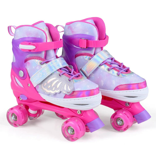 4 Sizes Adjustable Kids Roller Skates with Lights