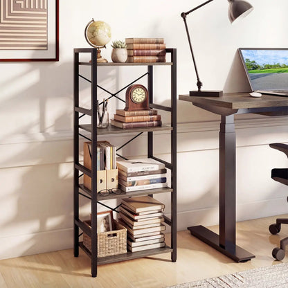 Narrow Freestanding 4-Tier Bookshelf Metal Frame