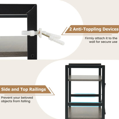 Narrow Freestanding 4-Tier Bookshelf Metal Frame