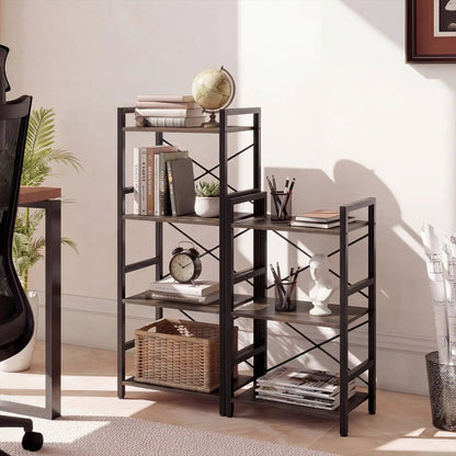 Narrow Freestanding 4-Tier Bookshelf Metal Frame