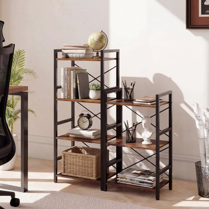 Narrow Freestanding 4-Tier Bookshelf Metal Frame