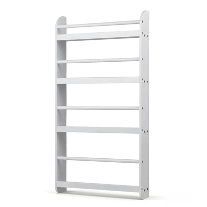 4-Tier Wall Mounted Bookshelf with Safety Rails