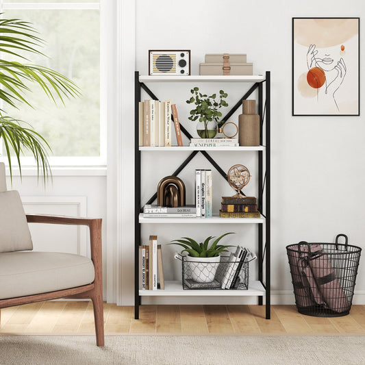 4-Tier Bookshelf with Heavy-Duty Metal Frame - Tampa Home & Garden Store