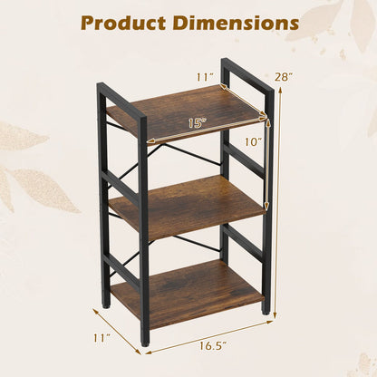 Four Tier Shelf with Metal Frame and Wood Racks