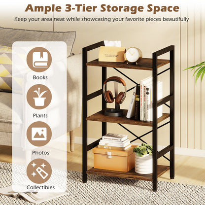 Four Tier Shelf with Metal Frame and Wood Racks