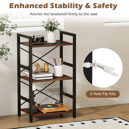 Four Tier Shelf with Metal Frame and Wood Racks
