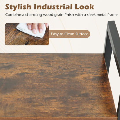 Four Tier Shelf with Metal Frame and Wood Racks