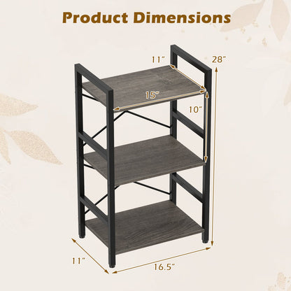 Four Tier Shelf with Metal Frame and Wood Racks