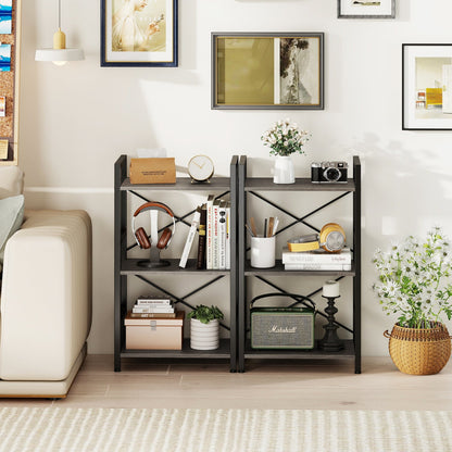 Four Tier Shelf with Metal Frame and Wood Racks
