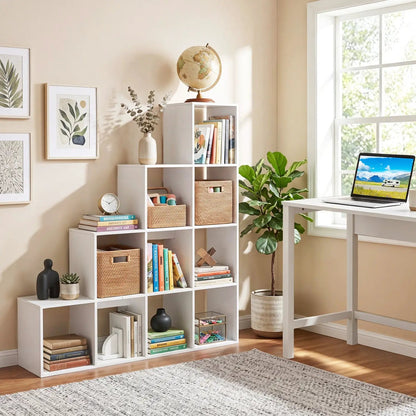 4-Tier Bookshelf 10 Cube Storage and Anti-Tip
