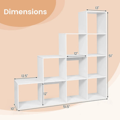 4-Tier Bookshelf 10 Cube Storage and Anti-Tip