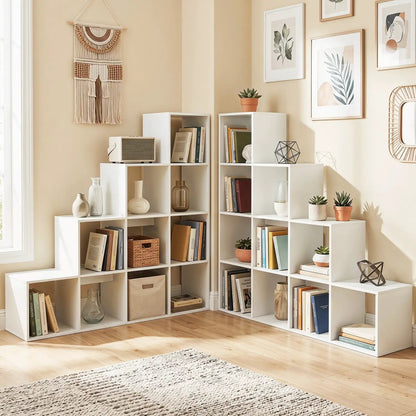 4-Tier Bookshelf 10 Cube Storage and Anti-Tip