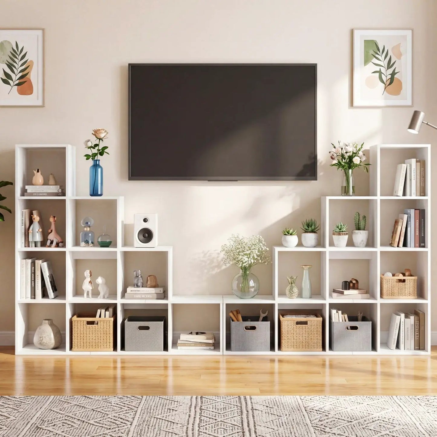 4-Tier Bookshelf 10 Cube Storage and Anti-Tip