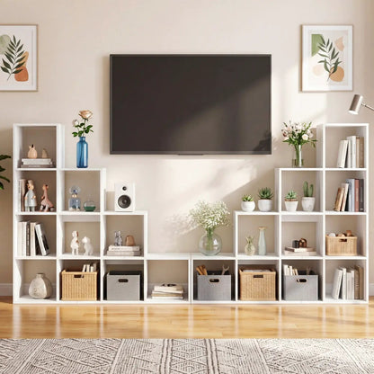 4-Tier Bookshelf 10 Cube Storage and Anti-Tip