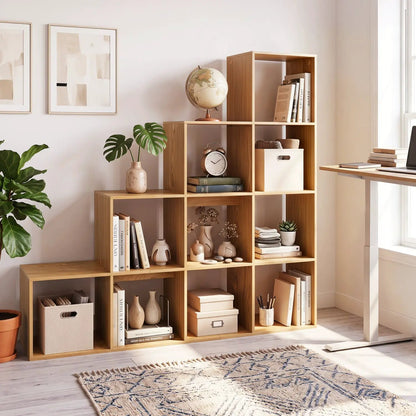 4-Tier Bookshelf 10 Cube Storage and Anti-Tip