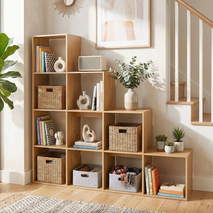 4-Tier Bookshelf 10 Cube Storage and Anti-Tip