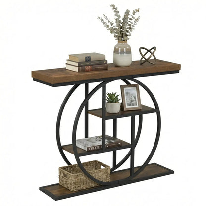 4 Tier Console Table With Storage Shelves