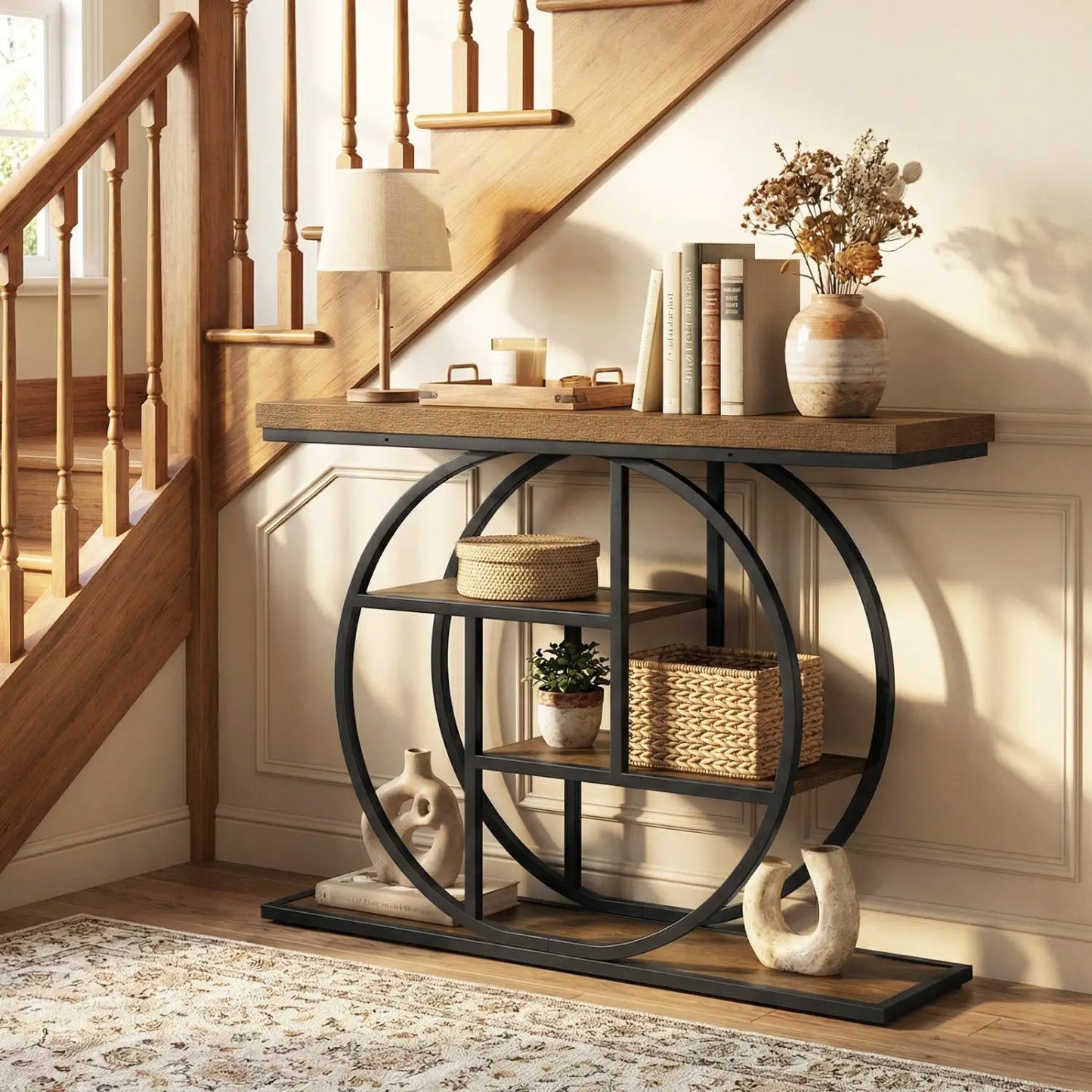 4 Tier Console Table With Storage Shelves