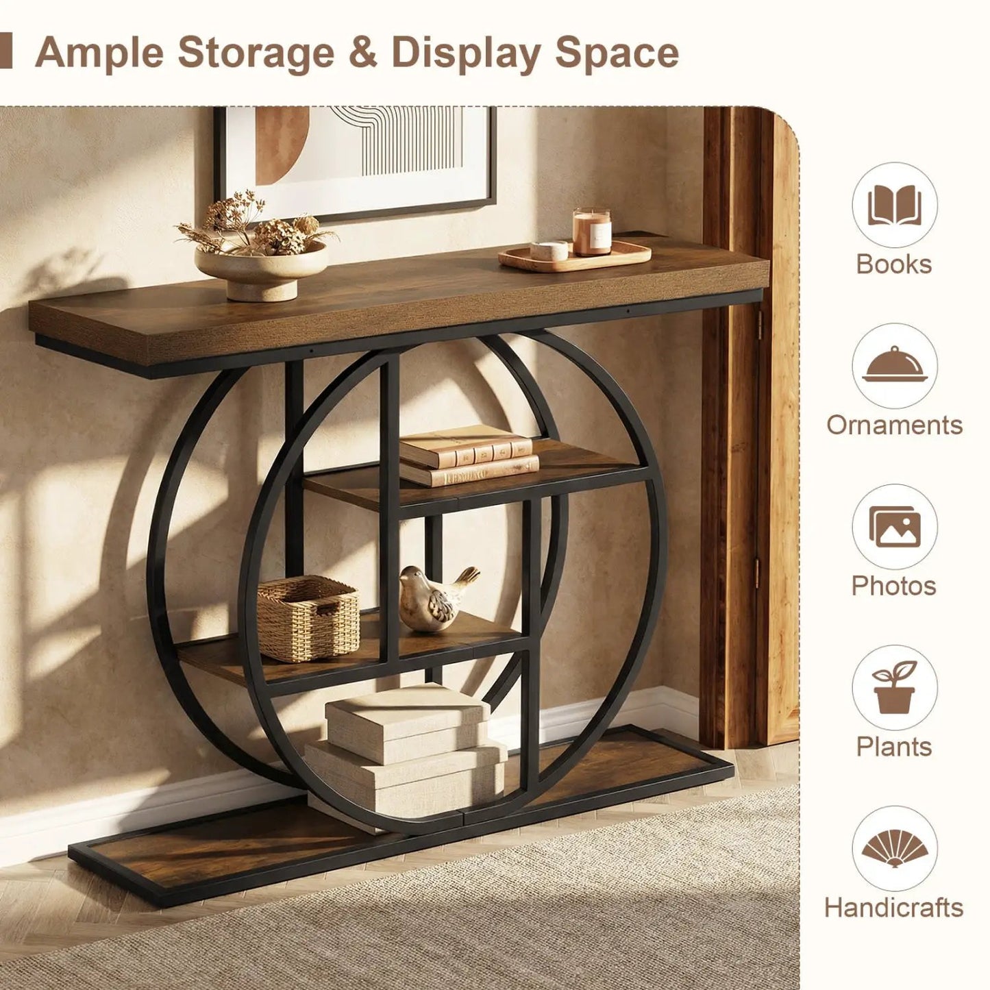4 Tier Console Table With Storage Shelves